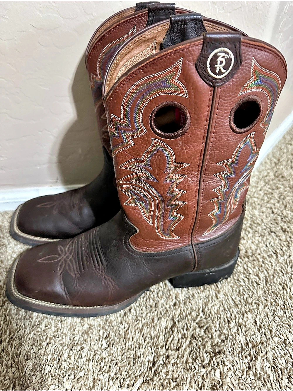 Tony Lama Style Ropin Western Boots Brown & Black US 9.5 EE